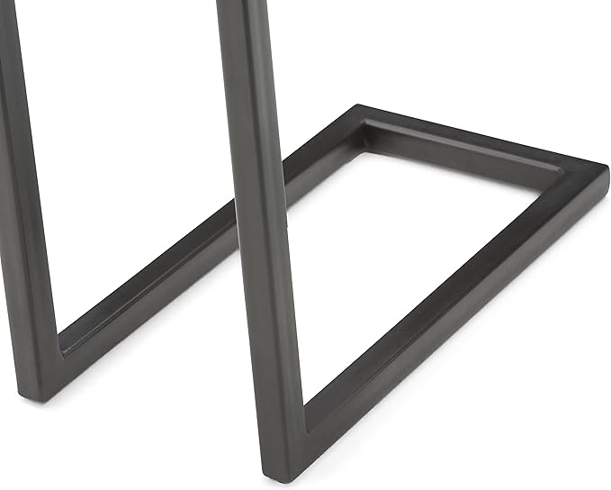 SIMPLIHOME Skyler C-Side Table - 18" Wide x 24" High Solid Mango Wood and Metal Slide-Under Table in Dark Cognac Brown, Industrial Accent Table or End Table for Living Room with Open Frame, Assembled