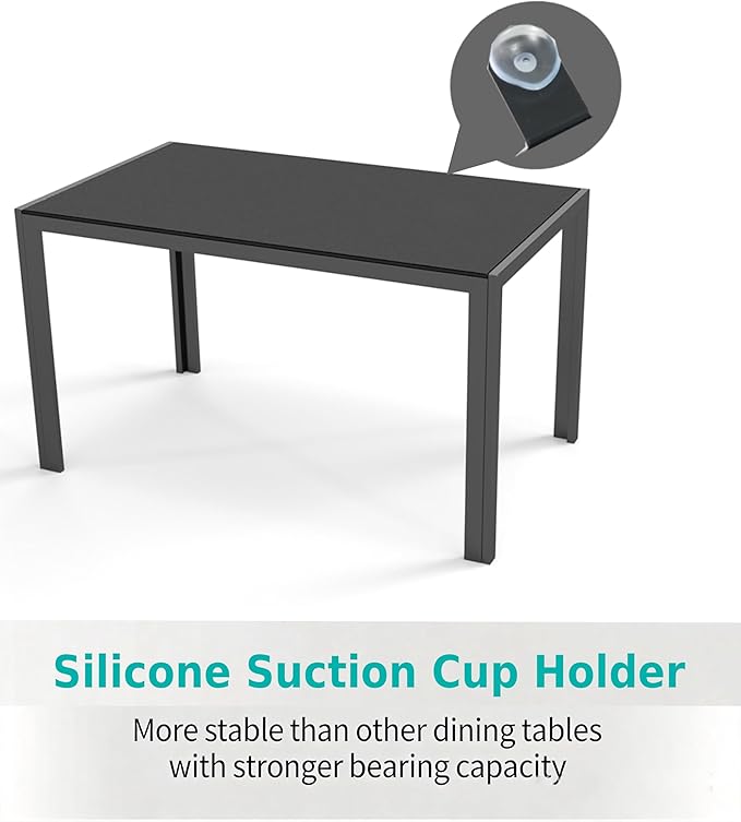 Gizoon 5 Piece Glass Dining Table Set, Kitchen and Chairs for 4, PU Leather Modern Room Sets for Home, Kitchen, Living Room