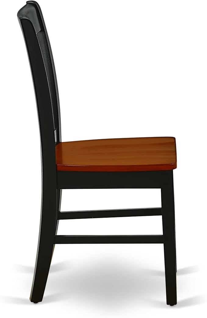 East West Furniture ANNO3-BCH-W 3 Piece Kitchen Table & Chairs Set Contains a Round Dining Room Table with Pedestal and 2 Solid Wood Seat Chairs, 36x36 Inch, Black & Cherry
