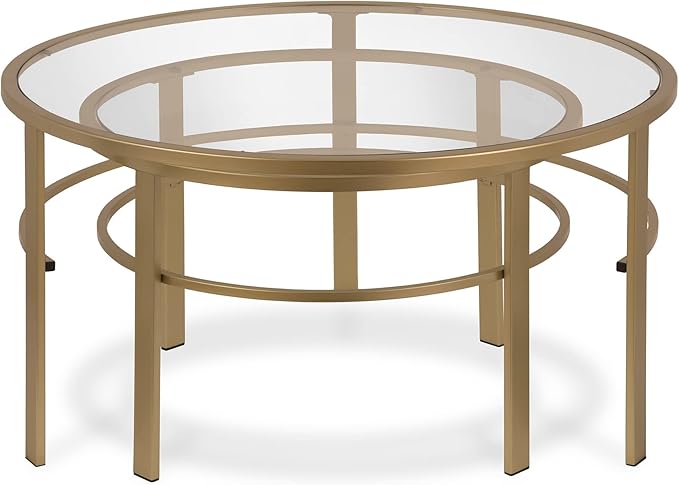 Henn&Hart Round Nested Coffee Table in Brass, Coffee Table coffee tables for living room, studio apartment essentials