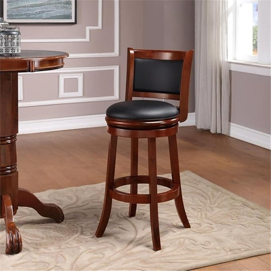 Boraam Augusta Bar Height Swivel Kitchen Bar Stool - Black/Cherry