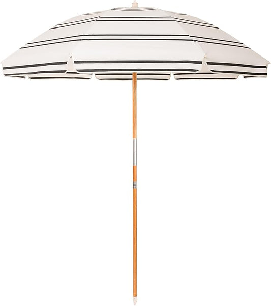 Business & Pleasure Co. Rio Umbrella Scalloped Brim For Beach, Patio or Picnic - 6' Boho Beach Umbrella, 7' Tall Wood Pole, UPF 50+