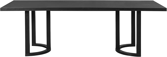 Christopher Knight Home Evat 95 Inch Dining Table for 6-8 People, Modern Kitchen Table with U-Shaped Legs, Large Wooden Rectangular Farmhouse Dinner Furniture for Dining Room, Home Office, Black