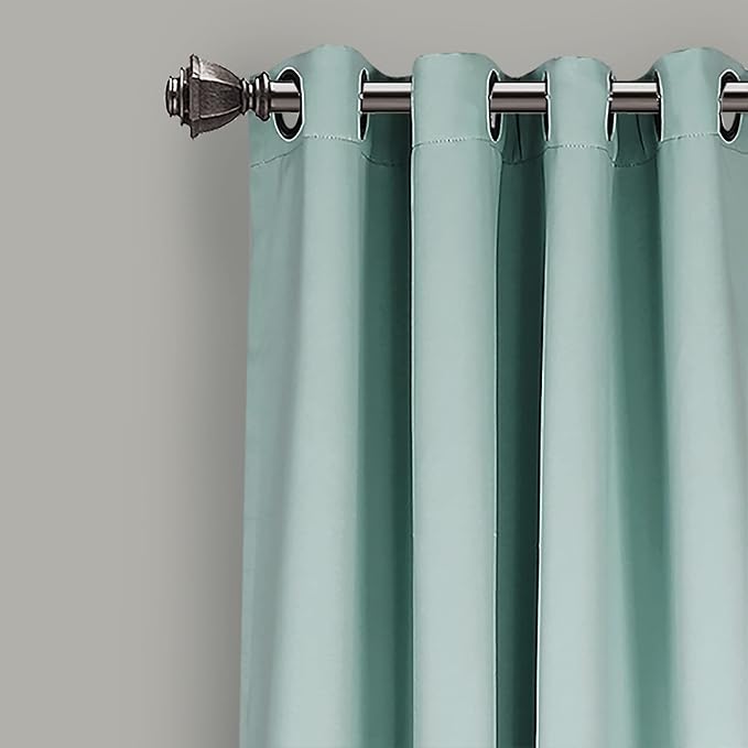 Lush Decor Insulated Grommet Blackout Window Curtain Panels, Pair, 52" W x 84" L, Blue - Classic Modern Design - Chic Window Decor - Long Curtains For Living Room, Bedroom, Or Dining Room