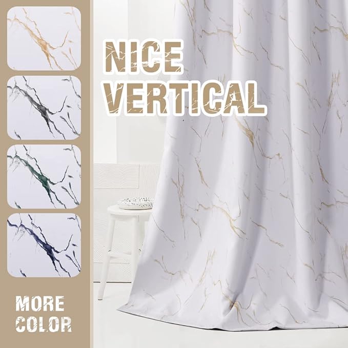 H.VERSAILTEX 100% Blackout Curtains 96 inch Length 2 Panels Set Marble Designs Printed Drapes Thermal Curtains for Bedroom with Black Liner Sound Proof Curtains, Gold