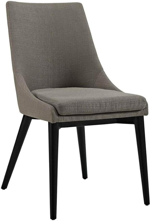 Modway Viscount Mid-Century Modern Upholstered Fabric Two Kitchen and Dining Room Chairs in Granite