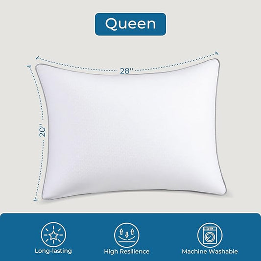 Sasttie Pillows Queen Size Set of 4, Bed Pillows for Side, Back, and Stomach Sleepers - Oeko-Tex Certified Supportive Down Alternative Plump Filling - Hotel Quality and Machine Washable, 4 Pack