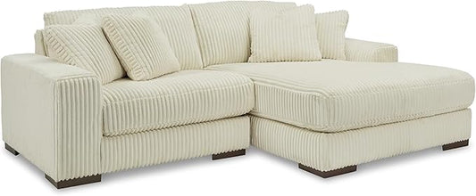 Signature Design by Ashley Lindyn Coastal Right-Arm Facing 2-Piece Sectional with Chaise, Reversible Cushions and 4 Throw Pillows, White
