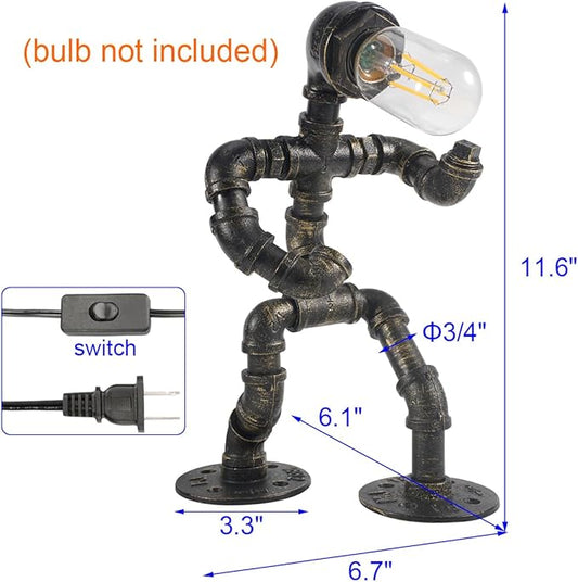Steampunk Table Lamp with Mini Electric Guitar, Cool Gifts for Music Lovers, Creative Steampunk Lamp Electric Guitar Table Lamp Decor Retro Light Industrial Robot Light