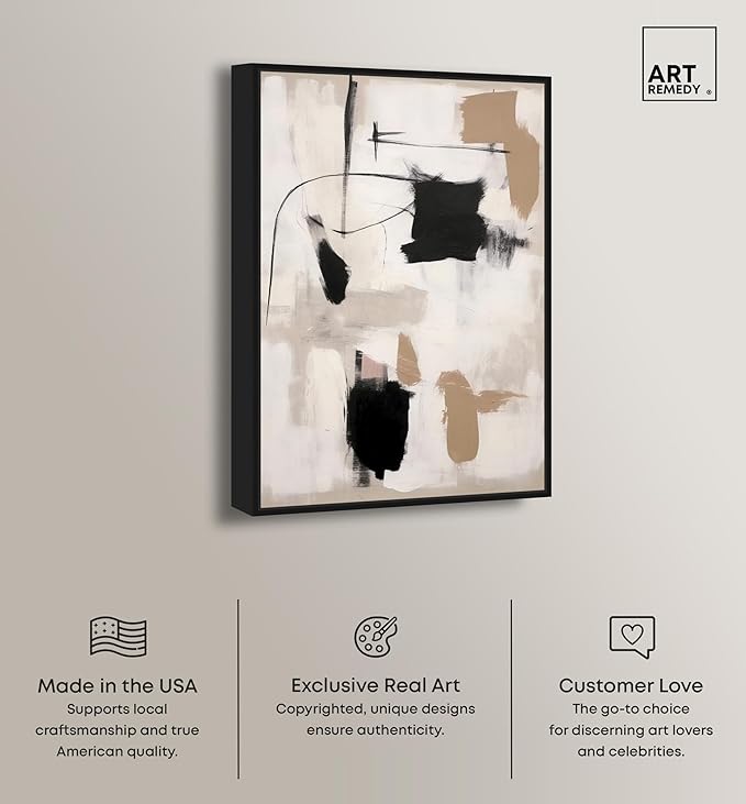 Art Remedy Strings in Abstraction Canvas Muted Abstract Wall Art, Black Frame, 10" x 15"