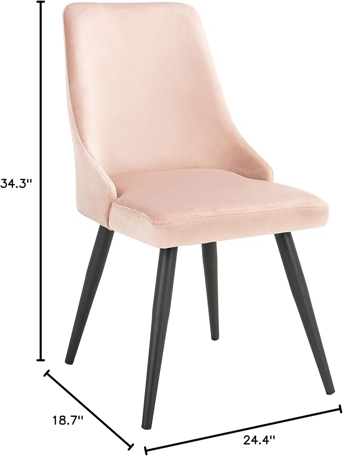 Safavieh Home Collection Zoi Blush Velvet 19-inch (Set of 2) Dining Chair, Dusty Blue/Black