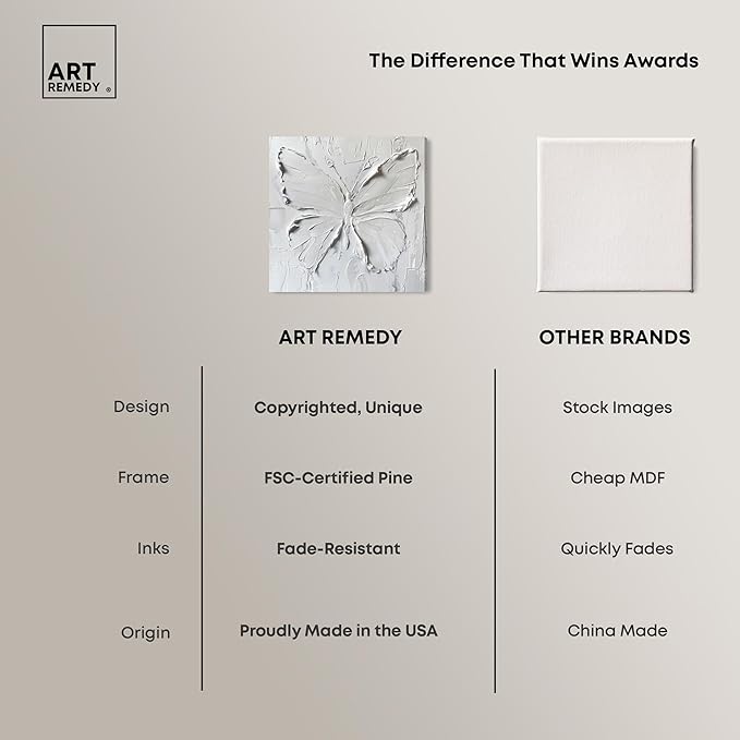 Art Remedy White Butterfly Canvas Elegant White Gold Wall Art, Gallery Wrapped, 24" x 24"