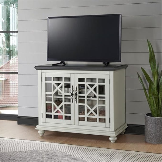 Martin Svensson Home Elegant Small Spaces TV Stand Blue with Coffee Walnut Top