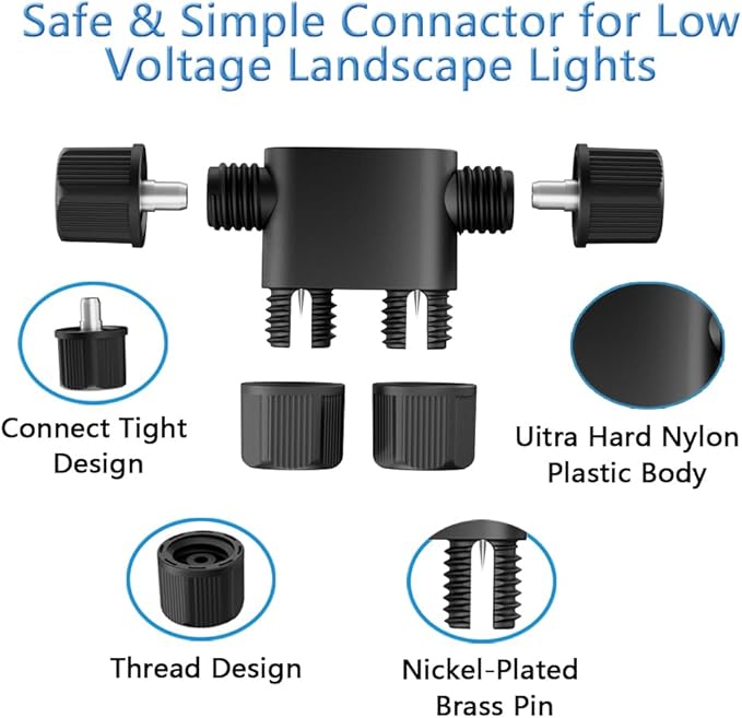 NETEHA 8 Pack Low Voltage Wire Connectors, 12-20 Gauge Landscape Light Cable Connector for Landscape Lighting, Garden Pathway Lights, Outdoor LED Lights