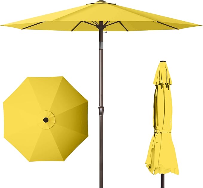 PatioKingdom 11FT Patio Umbrella,Outdoor Umbrella with Push Button Tilt and Crank,Market Table Umbrella with 8 Sturdy Fiberglass Ribs UV Protection