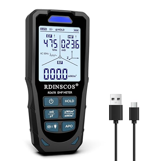 EMF Meter, Digital EMF Detector for Electromagnetic Radiation, Handheld EMF Reader for Home Inspection, Ghost Hunting and Office Use