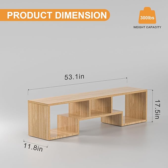 Lightdot TV Stand for TVs up to 55'', Modern Entertainment Center with Open Storage Large Capacity for Collection, Media TV Table Console for Living Room/Bedroom/Sofa Cabinet, Easy Assembly - Walnut