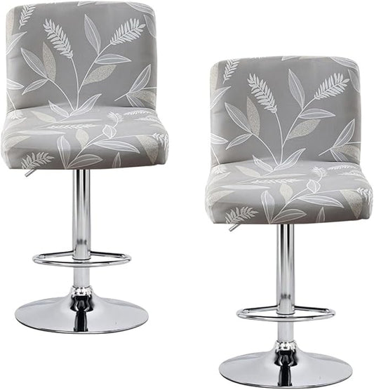 Levoberg Bar Stools Cover Set of 2 Printed Armless Swivel Barstools Slipcovers with Backs Stretch Square Counter Height Bar Stools Covers Mid Low Back Chair Cover for Kitchen Dining Room