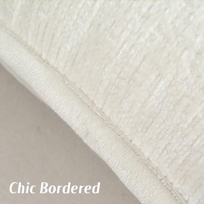 FUTEI Cream White Chenille Throw Pillow Covers 18x18 Inch Set of 2,Soft Cozy Bound Edge Design Cushion Case,Home Decor for Couch Bed Living Room