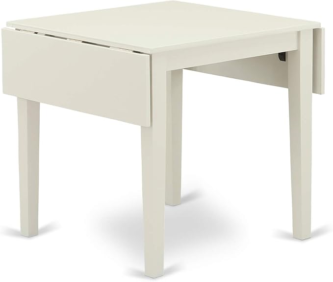 East West Furniture NDVA5-LWH-W 5 Piece Dining Table Set for 4 Includes a Rectangle Kitchen Table with Dropleaf and 4 Dinette Chairs, 30x48 Inch, Linen White