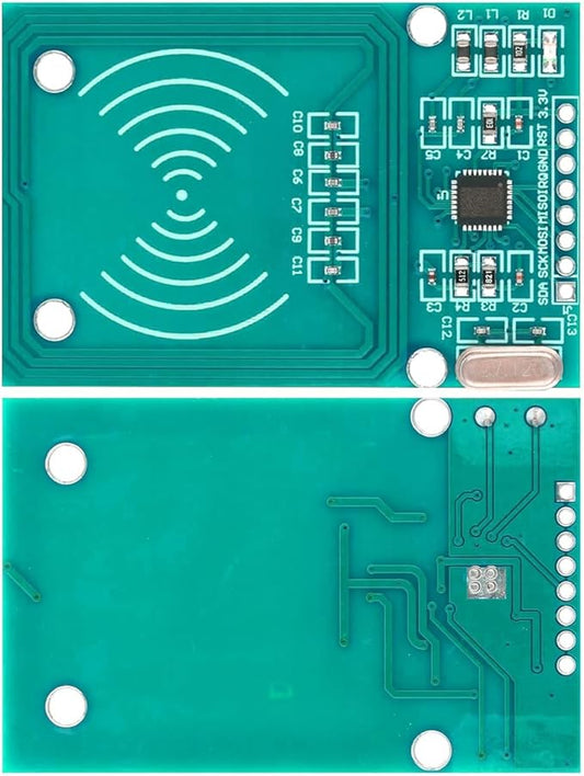 3pcs RFID Kit: Mifare RC522 RF IC Card Sensor Module with S50 Blank Cards and Keychains, Compatible with Arduino and Raspberry Pi