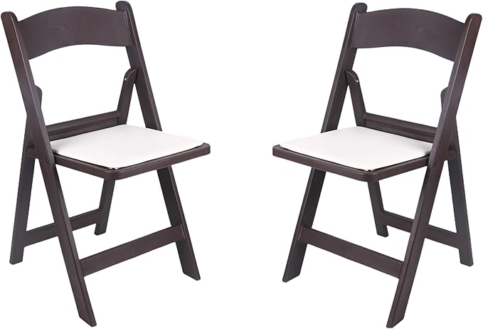BTEXPERT Resin Folding Chair Vinyl Padded Seat Indoor Outdoor Lightweight Set for Home Event Party Picnic Kitchen Dining Church School Weddings Set of 2 Brown