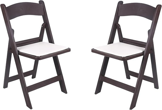 BTEXPERT Resin Folding Chair Vinyl Padded Seat Indoor Outdoor Lightweight Set for Home Event Party Picnic Kitchen Dining Church School Weddings Set of 2 Brown