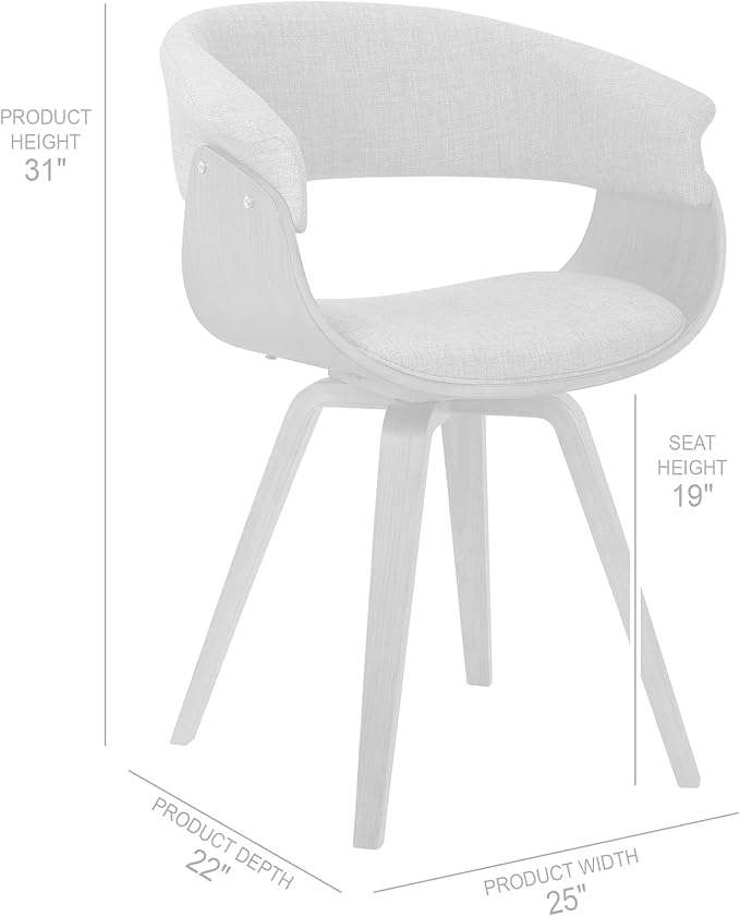 Armen Living Summer Mid-Century Chair in Blue Fabric with Walnut Wood Finish - Set of 4