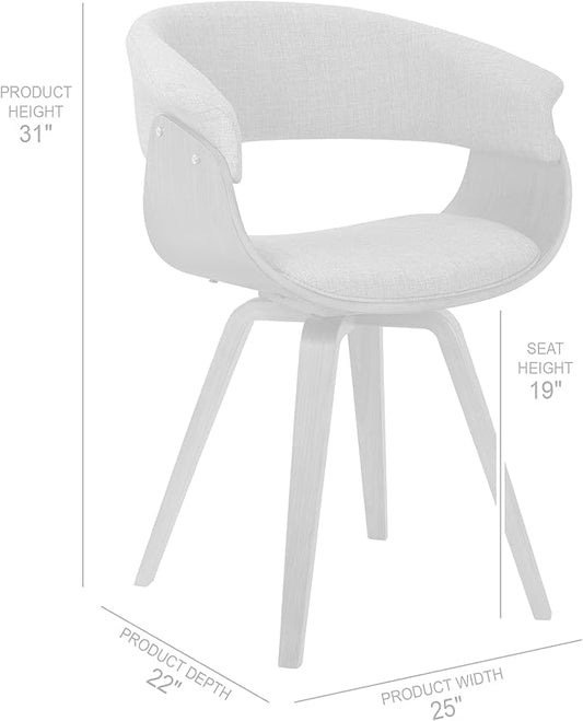 Armen Living Summer Mid-Century Chair in Blue Fabric with Walnut Wood Finish - Set of 2