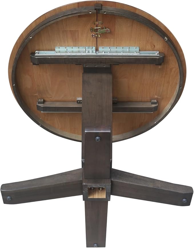 IC INTERNATIONAL CONCEPTS 36" Solid Wood Round Top Pedestal Dining Table with 12" Leaf - 30.1" H