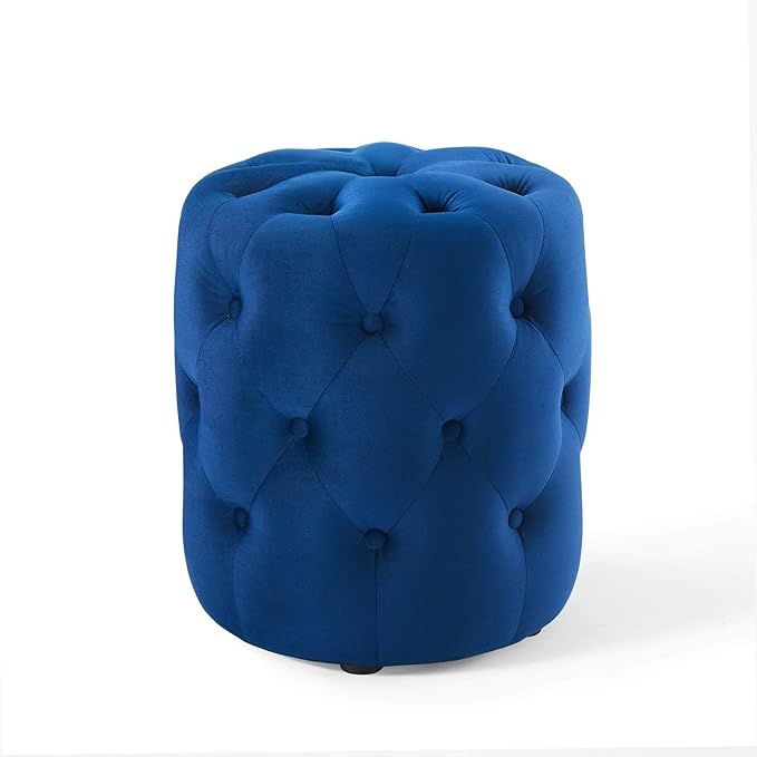 Modway EEI-3778-NAV Anthem Tufted Button Round Performance Velvet Ottoman, Navy