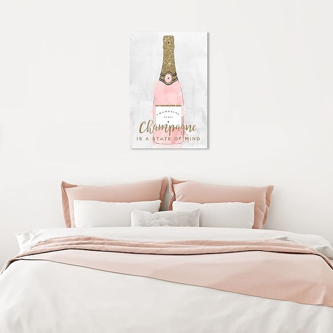 Drinks and Spirits Wall Art Canvas Prints 'Champagne Mind Glitter' Champagne