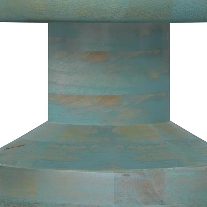 SIMPLIHOME Haynes End Table - 16 inch Wide Solid Mango Wood Round Accent Table with Sculptural Pedestal Base in Teal Wash, Boho Nightstand or Lamp Stand for Living Room or Bedroom, Assembled
