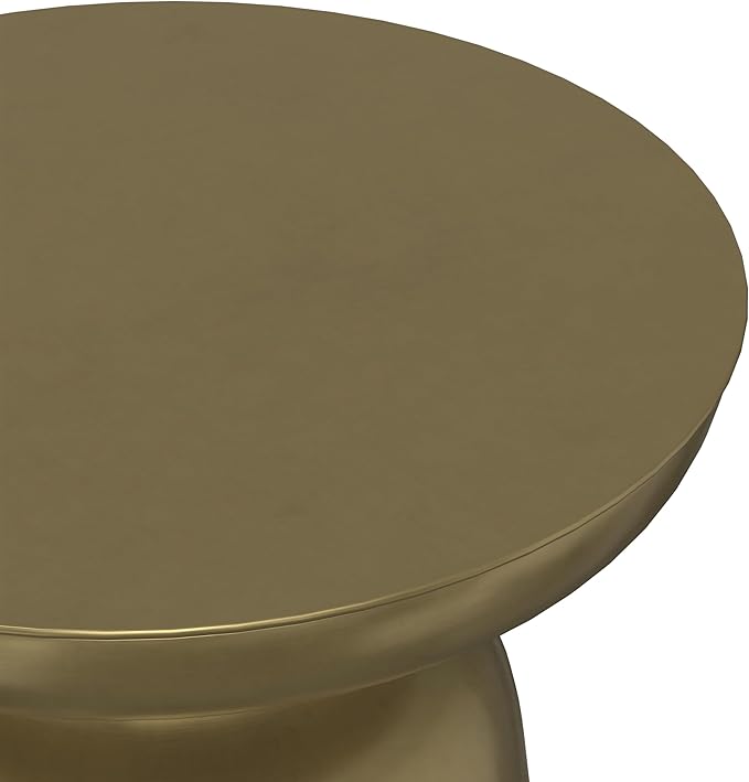 SIMPLIHOME Toby Metal Table - 17" Wide x 18" High Solid Iron Drum Accent Table in Gold and Black Ombre, Industrial Side or End Table for Living Room or Entryway with Sculptural Design, Assembled