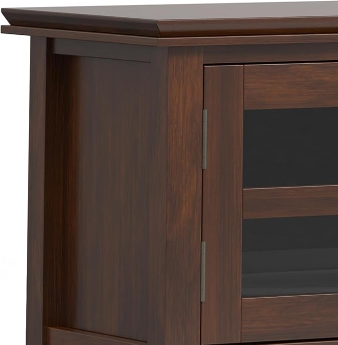 SIMPLIHOME Artisan TV Stand - 72 inch Wide Solid Wood Low Media Console in Russet Brown, Transitional Entertainment Center for Living Room for TVs up to 80 Inches with Shelves and Cable Management