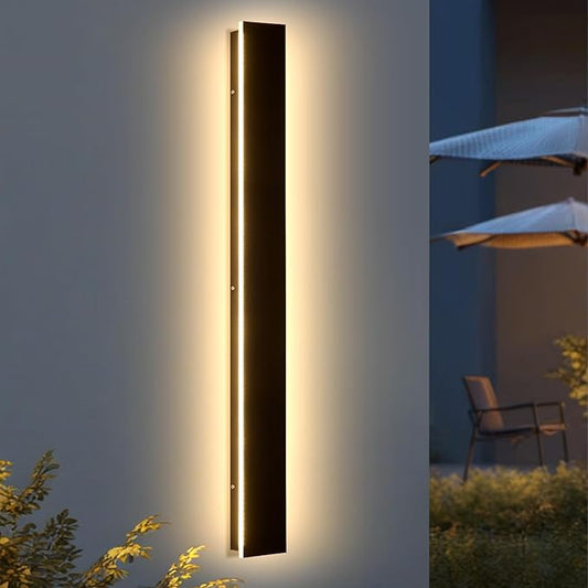 47.2in Outdoor Wall Light Exterior, Black Long LED Outdoor Wall Light Fixtures Wall Mount,Upgraded 4.72in Wide 3000K IP65 Waterproof Modern Porch Sconce Lights for Garage,Courtyard,Patio