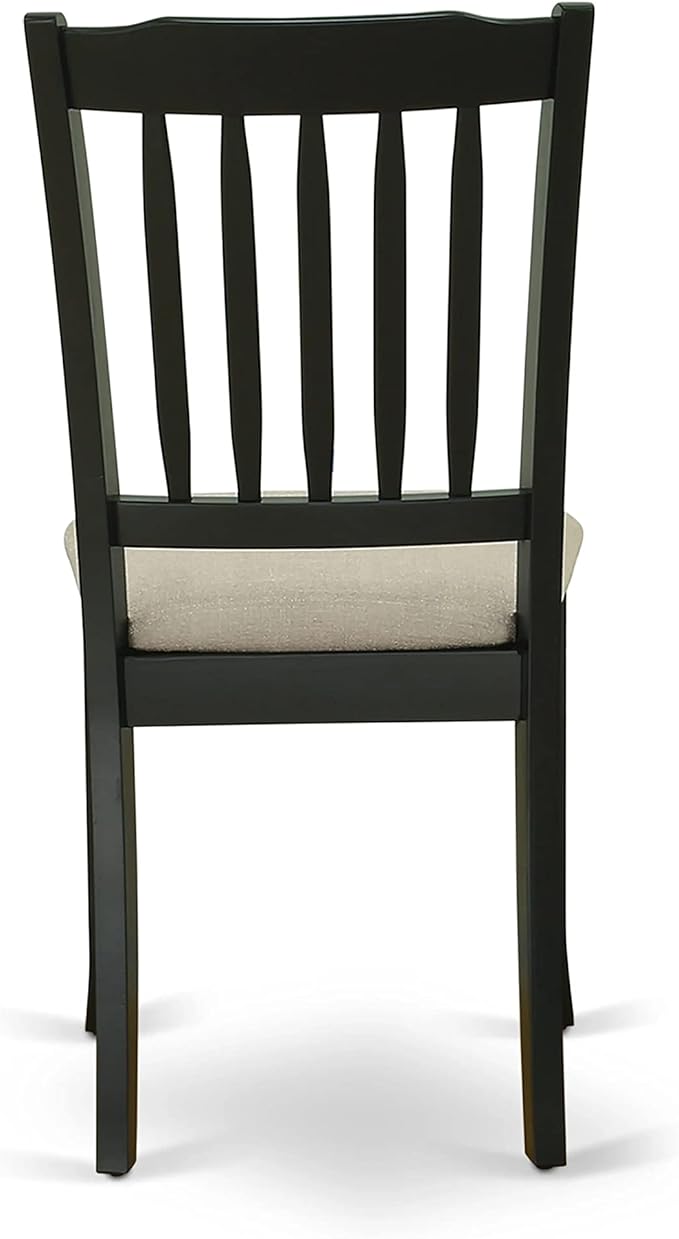 East West Furniture DAC-BLK-C Danbury Kitchen Dining Chairs - Linen Fabric Upholstered Wooden Chairs, Set of 2, Black