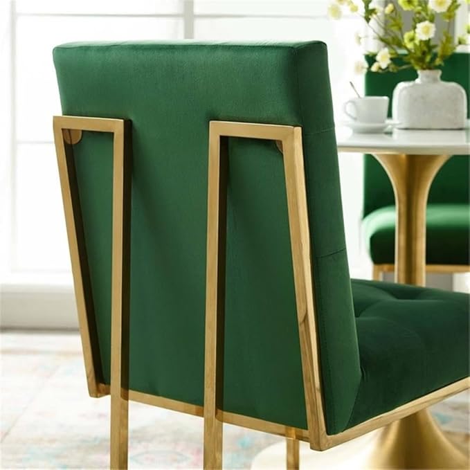 Modway Privy Performance Velvet Gold Stainless Steel Dining Chair in Gold Emerald