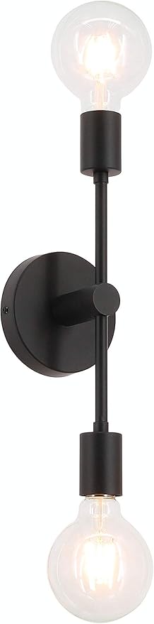 XiNBEi Lighting 2-Light Black Bathroom Lighting Over Mirror, Modern Sconces Wall Light Fixtures with LED Bulb, Indoor Wall Sconce Lighting for Hallway Bedroom Kitchen XB-W1234-2-MB-G30