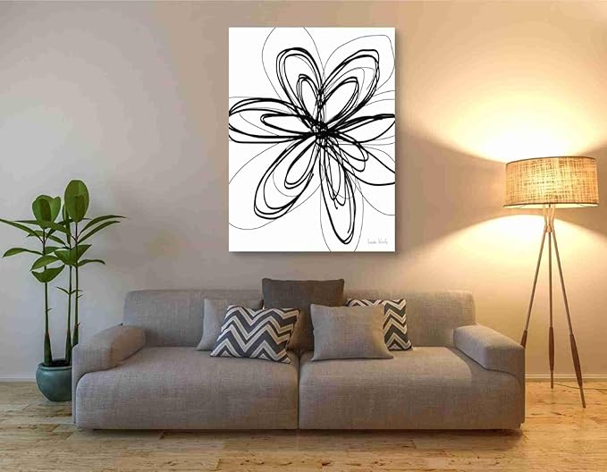 Epic Graffiti 'Black Ink Flower I' by Linda Woods, Canvas Wall Art, 40"x54"