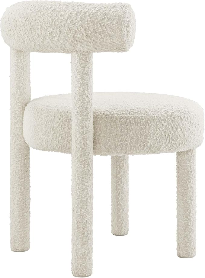 Modway EEI-6387-IVO Toulouse Boucle Fabric Dining Chair, Ivory