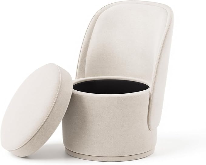 Swivel Accent Chair, 360° Swivel Chair with Hidden Storage, Modern Small Barrel Swivel Armchair for Living Room/Bedroom, Beige