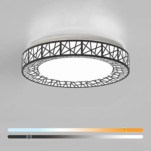 16 Inch Flush Mount Ceiling Light, Modern Black LED Ceiling Light Fixture, 28W 2800LM 2700-6500K Adjustable, Dimmable Ceiling Lights for Bedroom, Kitchen, Hallway, Bathroom, ETL Listed