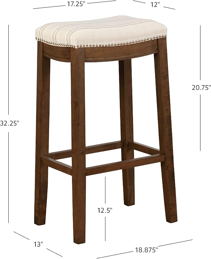 Linon Home Décor Linon 32.5" Backless Claridge Stool Rustic, Natural Bar