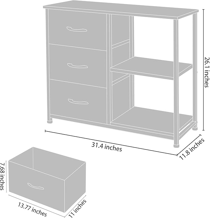 AZL1 Life Concept Rustic Brown Fabric Dresser, 4 Drawer Organizer Unit with 2 Shelves, Storage Chest for Bedroom, Entryway, Hallway, Living Room, Office, Coffee