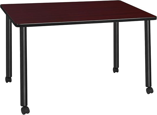 Regency Kee 42 x 24 in. Mobile Training Seminar Table- Mahogany Top, Black Legs