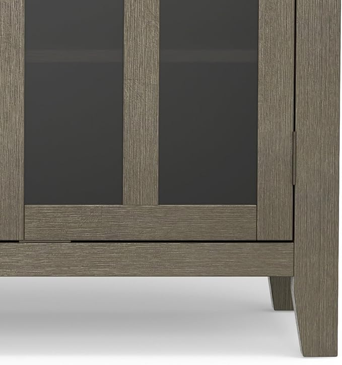 SIMPLIHOME Artisan SOLID WOOD 72 Inch Wide Contemporary TV Media Stand in Fog Grey for TVs up to 80 Inches, For the Living Room and Entertainment Center
