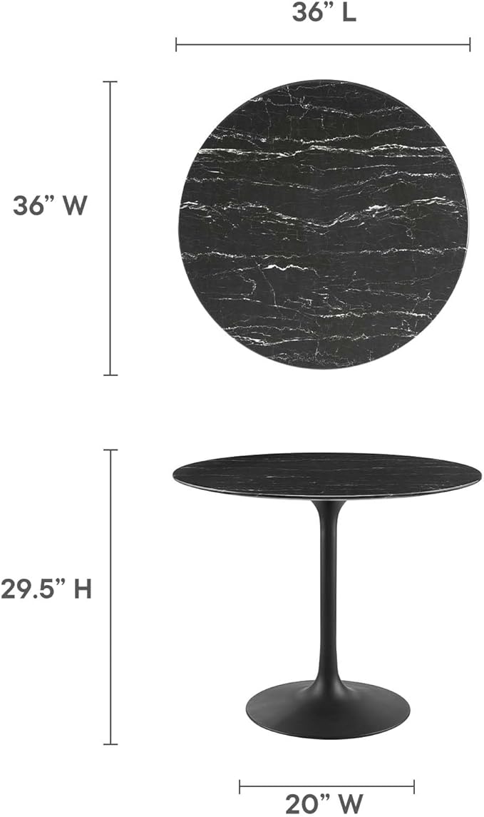 Modway Lippa Dining Table, 36", Black Black