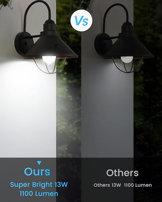 Motion Sensor Light Bulbs, 13W(100W Equivalent) 1100lm Motion Activated Auto Dusk to Dawn LED Bulb, A19 E26 5000K Daylight Outdoor/Indoor Lighting for Garage Porch Stairs Patio, 4 Pack