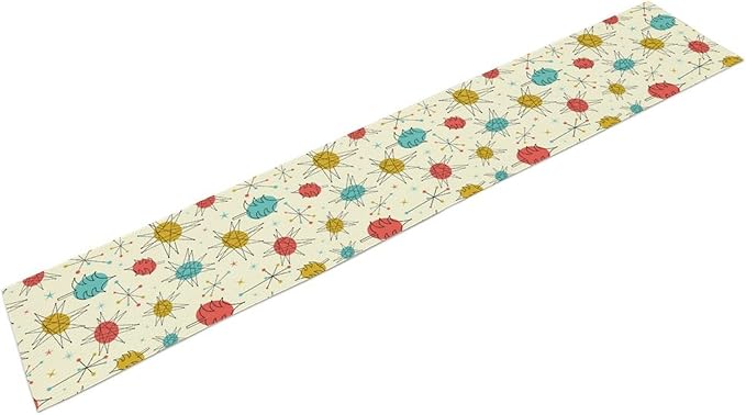 Abstract Mid Century Table Runne Modern Colorful Geometric Vintage Stars Atomic Starburst Table Decoration for Home Kitchen Dining 13x36in